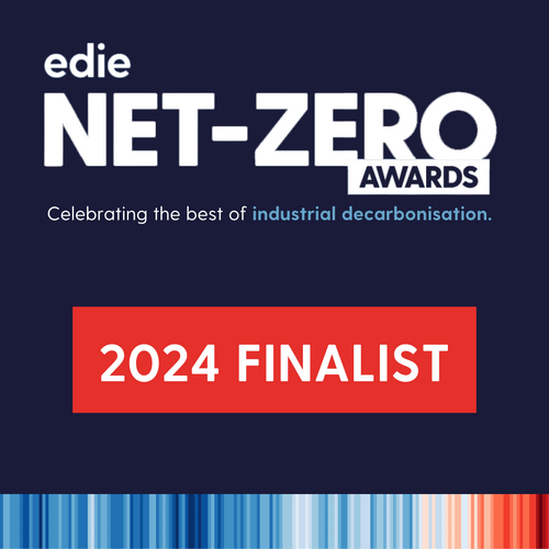 edie NET-ZERO AWARDS 2024 FINALIST badge for celebrating industrial decarbonisation.